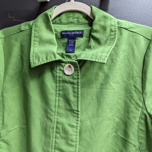 Banana Republic Coat Medium Green Lightweight Cotton Classic Preppy European - Picture 6 of 6